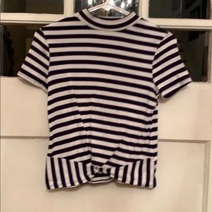 Child’s stripes art class top with faux from tie